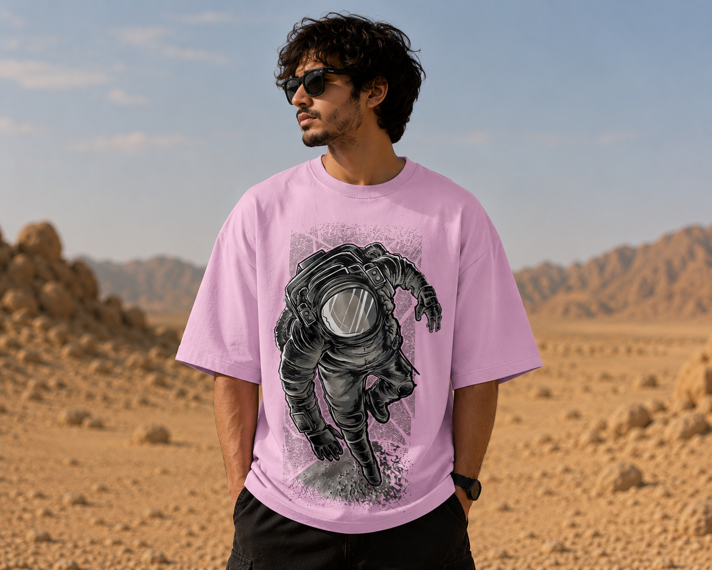 Men's Baby Pink Terry Oversized T-shirt