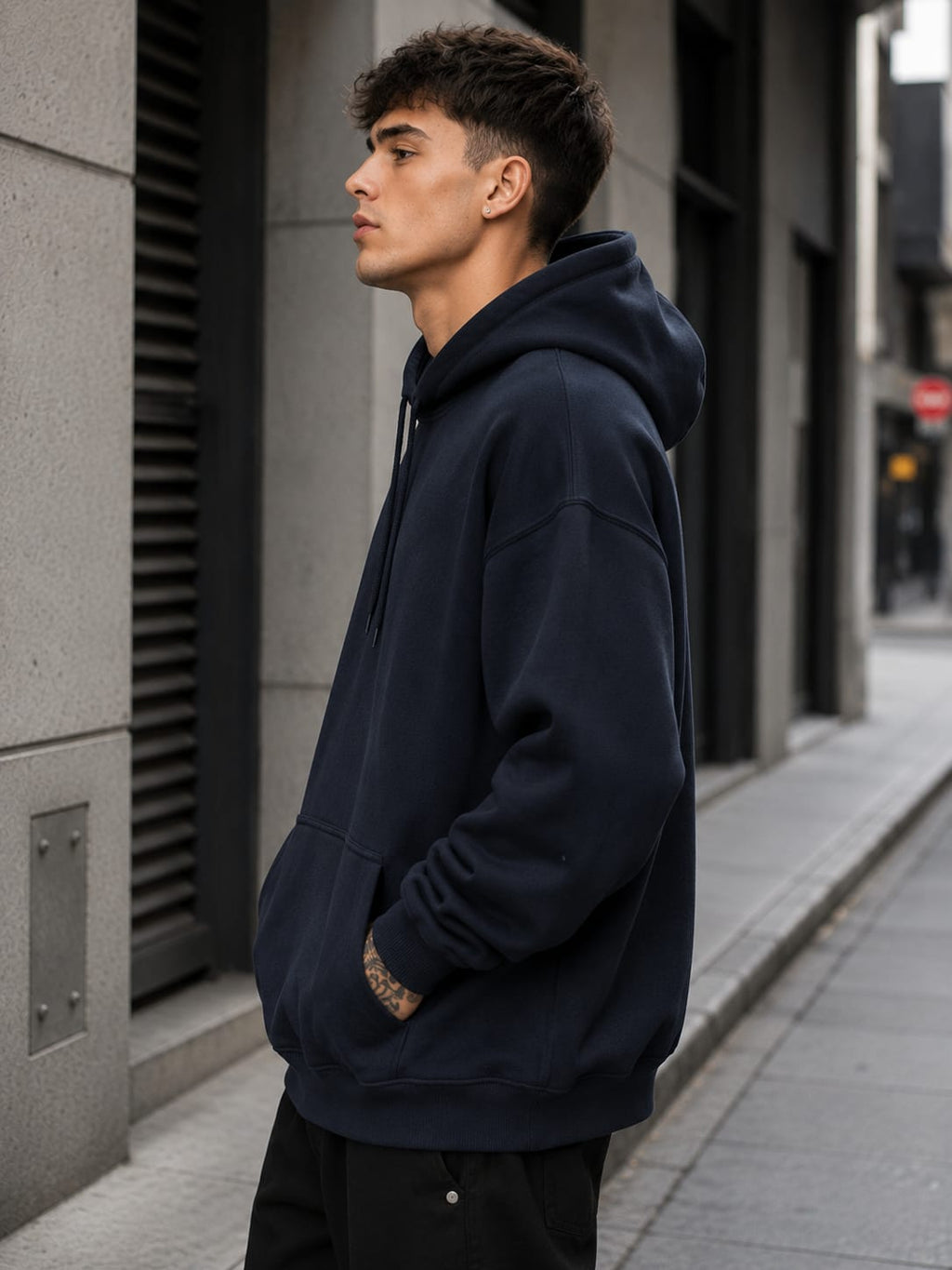 Men's Navy Blue Oversized Hoodies