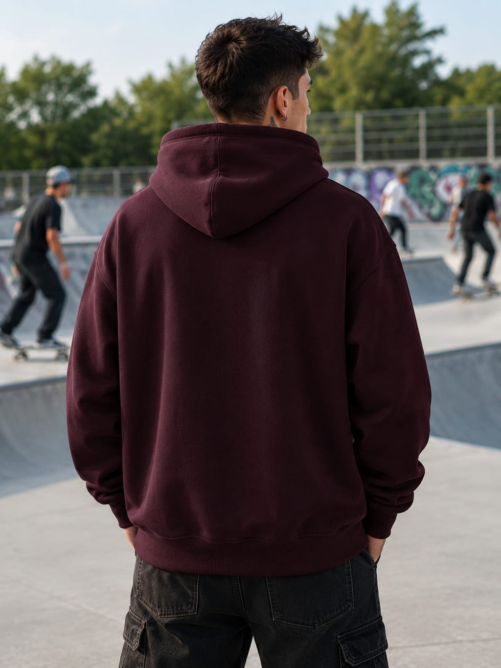 Men's Maroon Oversized Hoodie
