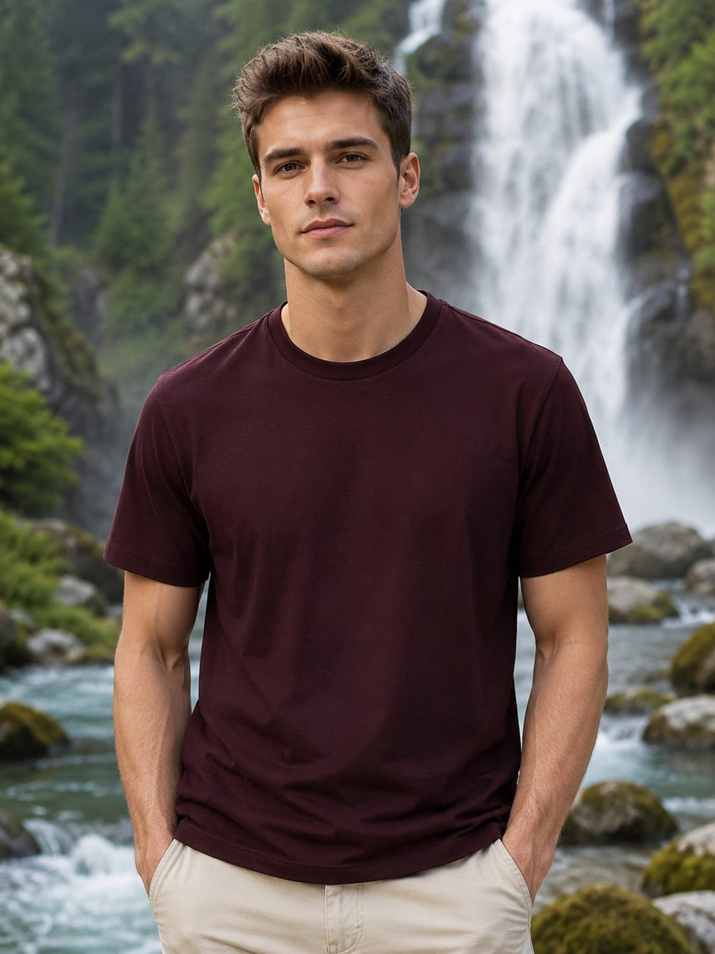 Men's Premium Supima Cotton Maroon T-Shirt