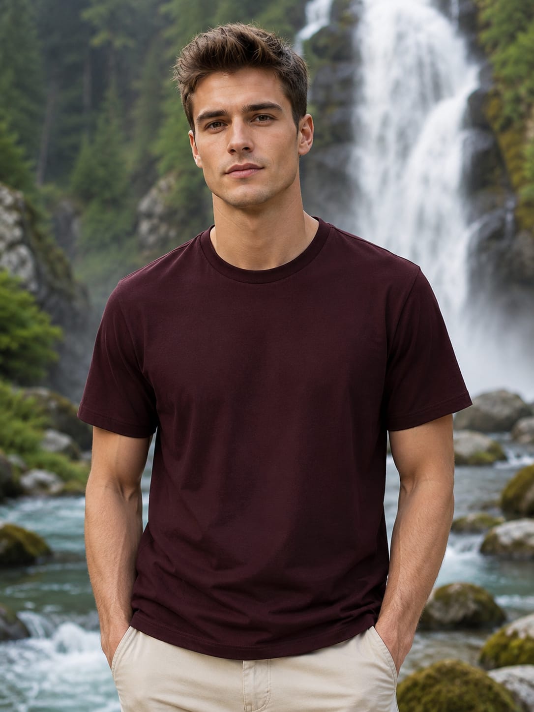 Men's Premium Supima Cotton Maroon T-Shirt
