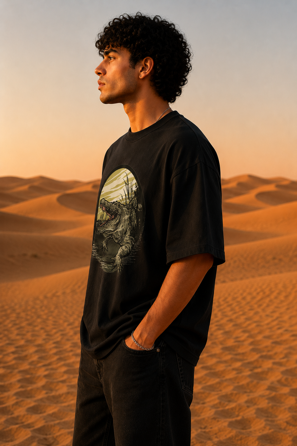 Men's Croco Swamp' Heavy French Terry Oversized T-shirt