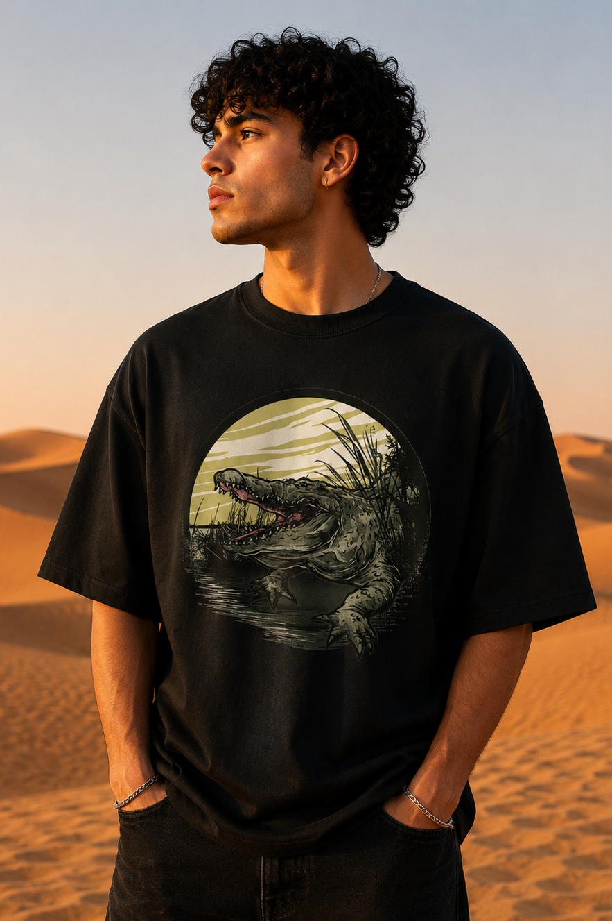 Men's Croco Swamp' Heavy French Terry Oversized T-shirt