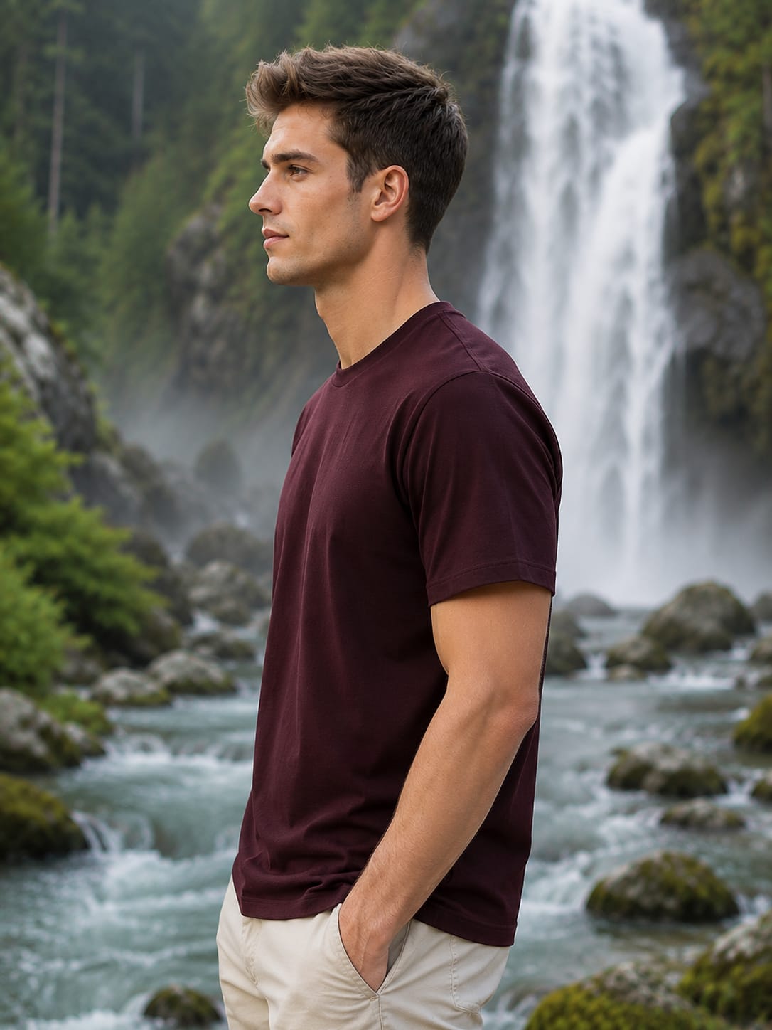 Men's Premium Supima Cotton Maroon T-Shirt