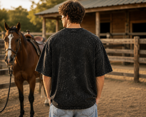 Men's Black Acid Wash Oversized T-shirt