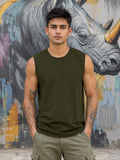 Men's Premium Olive Green Sleeveless T-Shirt