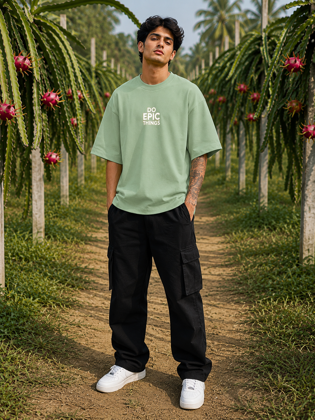 Men's Jade DET Typography Oversized T-shirt.