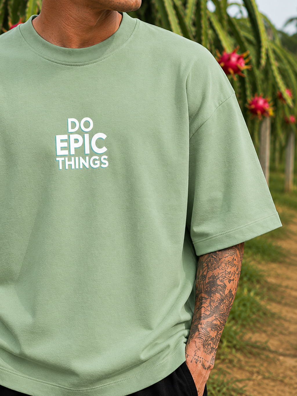 Men's Jade DET Typography Oversized T-shirt.