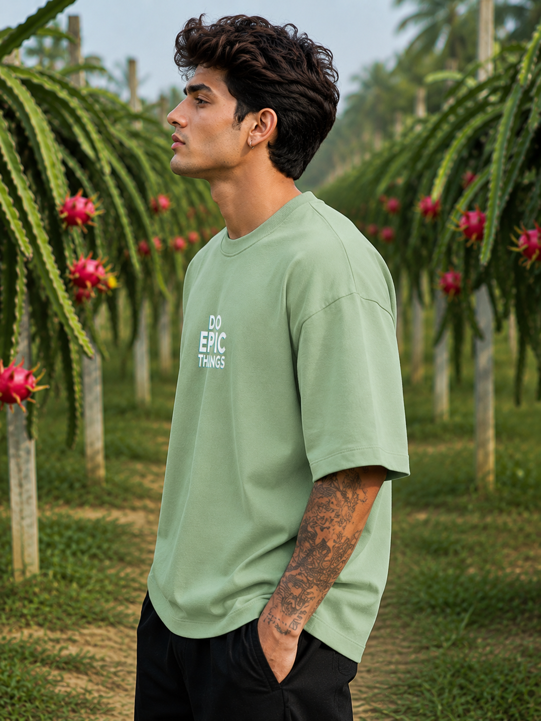 Men's Jade DET Typography Oversized T-shirt.