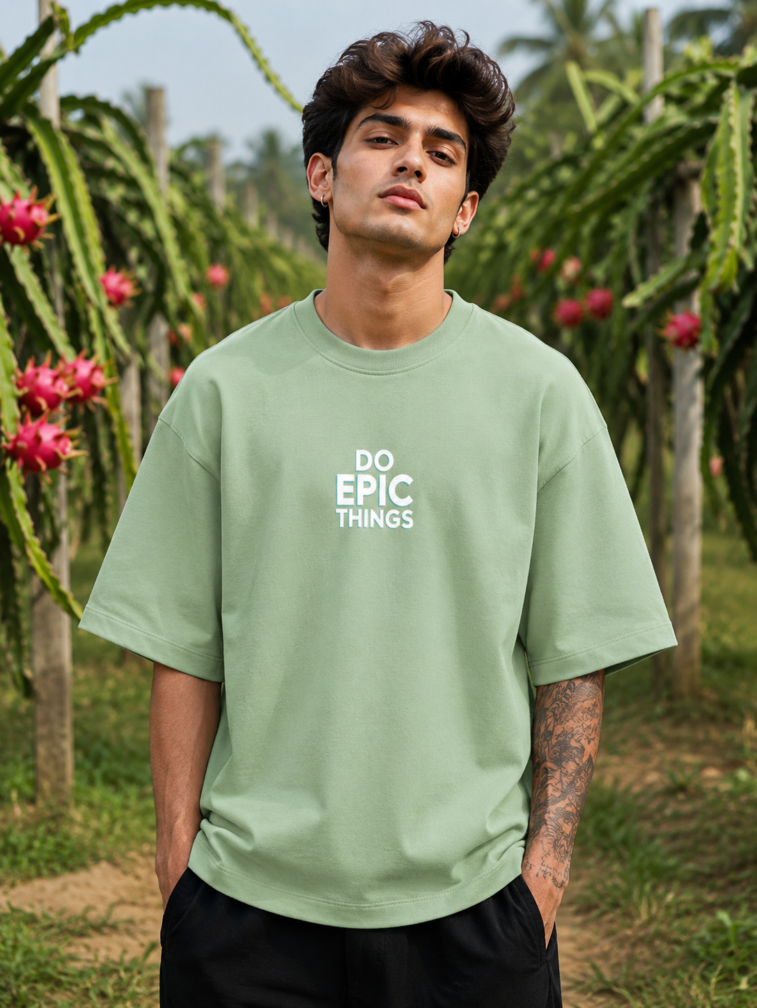 Men's Jade DET Typography Oversized T-shirt.