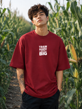 Men's Red THWB Typography Oversized T-shirt.