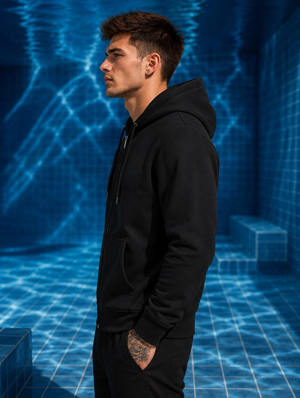 Men's Black Full-Zip Hoodie