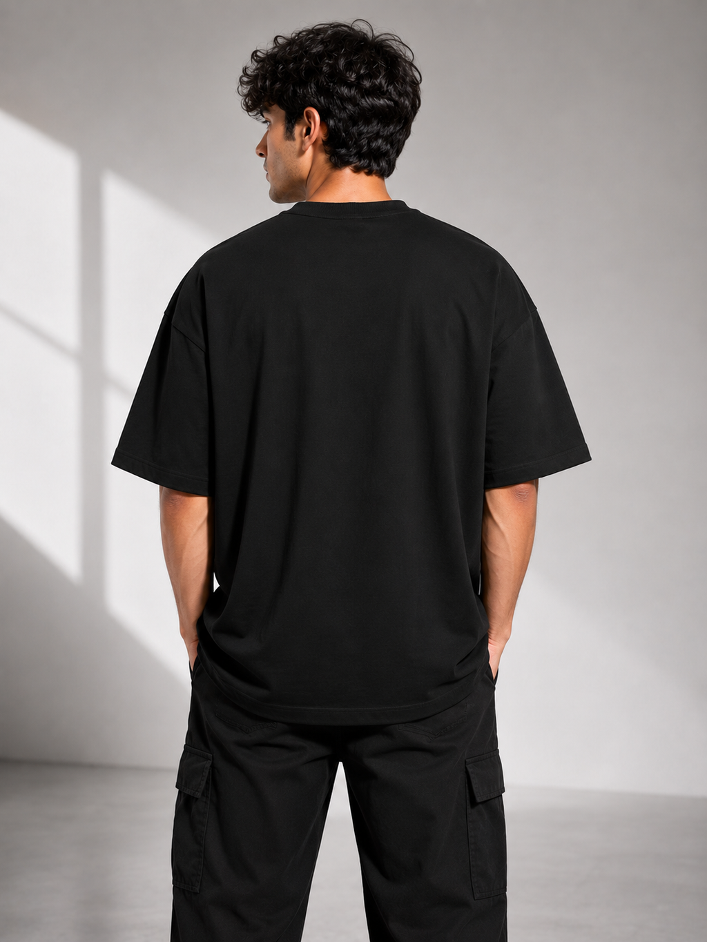 Men's Navy Blue DIS Typography Oversized T-Shirt