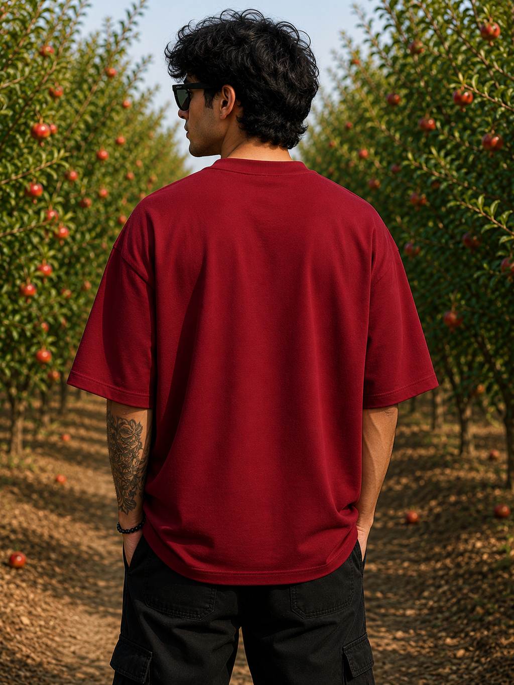 Men's Red DET Typography Oversized T-Shirt