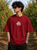 Men's Red DET Typography Oversized T-Shirt