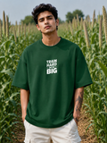 Men's Bottle Green THWB Typography Oversized T-shirt.