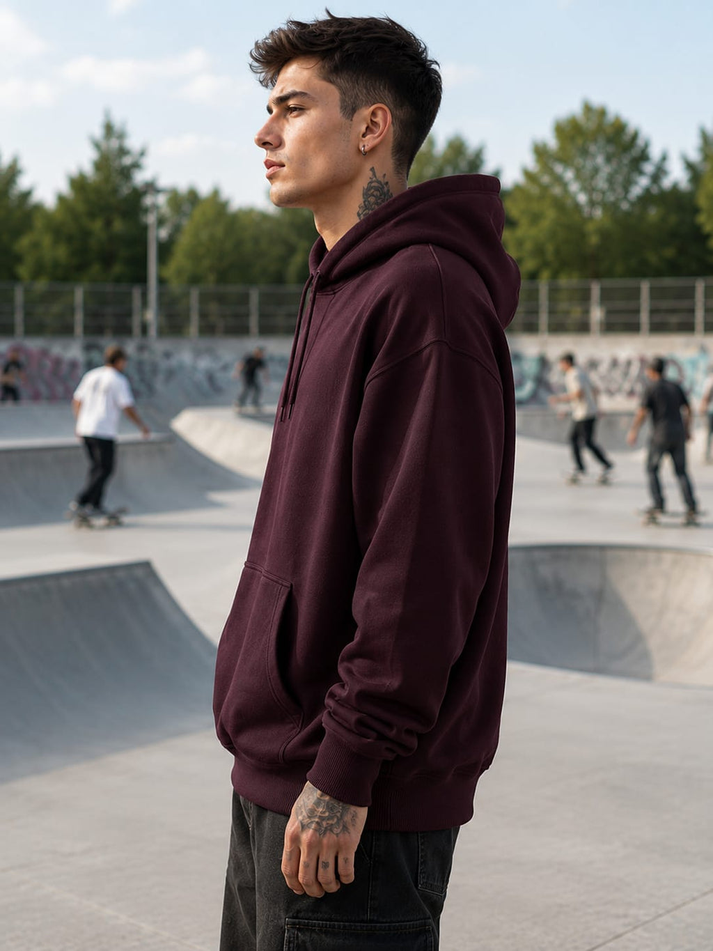 Men's Maroon Oversized Hoodie