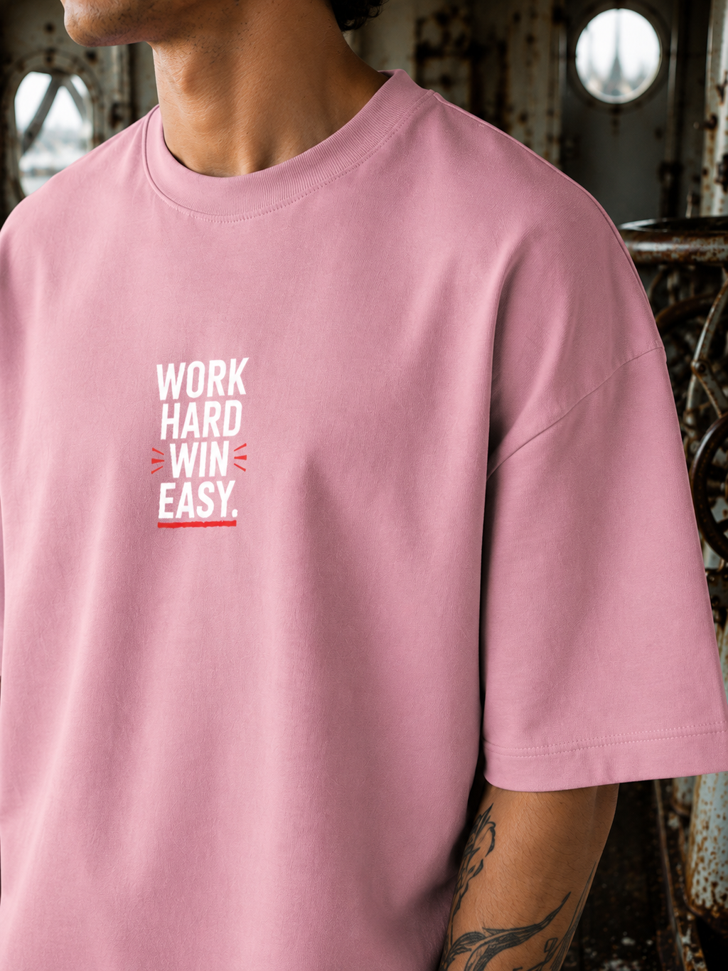 Men's Flamingo WHWE Typography Oversized T-shirt