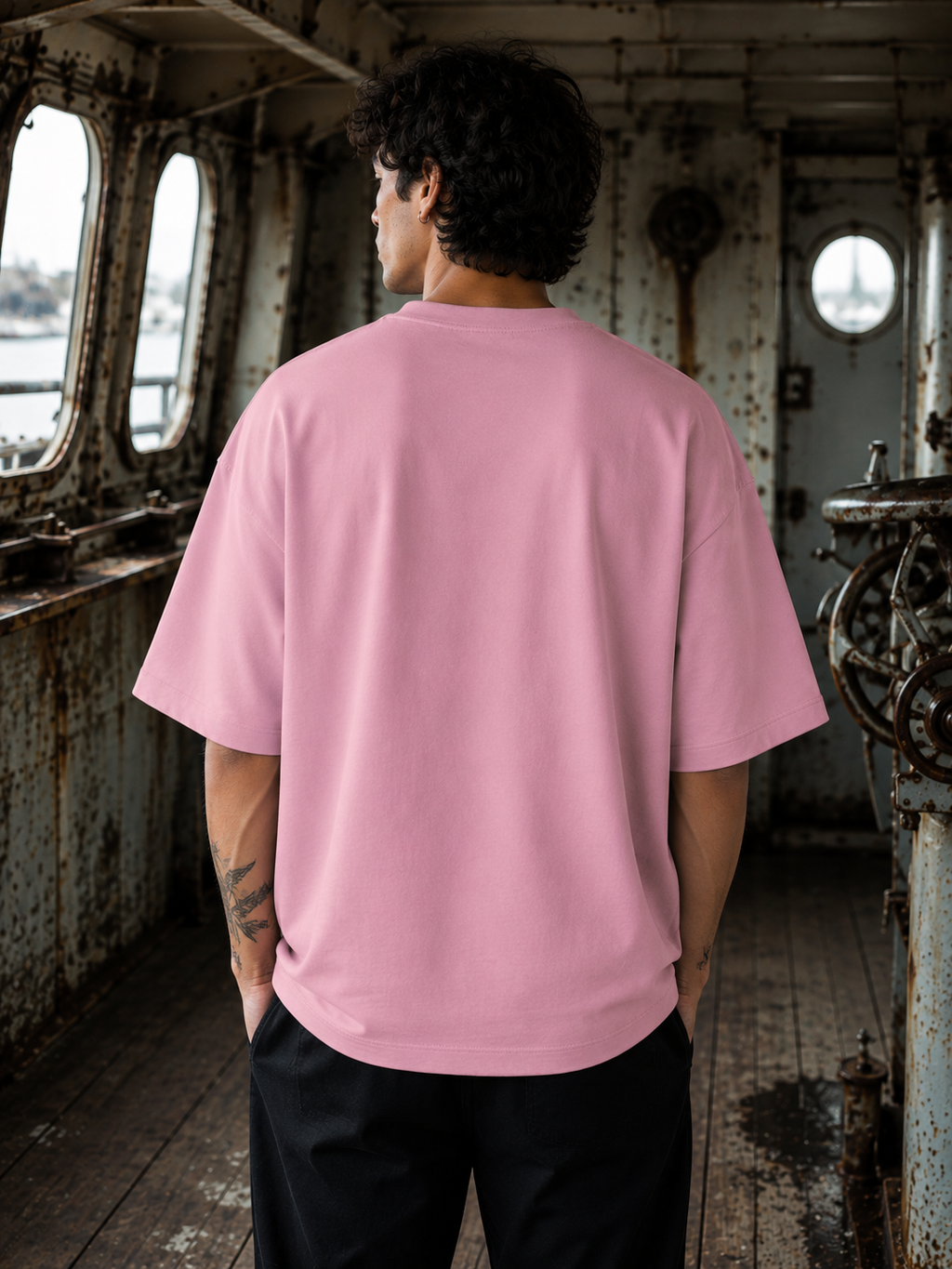 Men's Flamingo WHWE Typography Oversized T-shirt