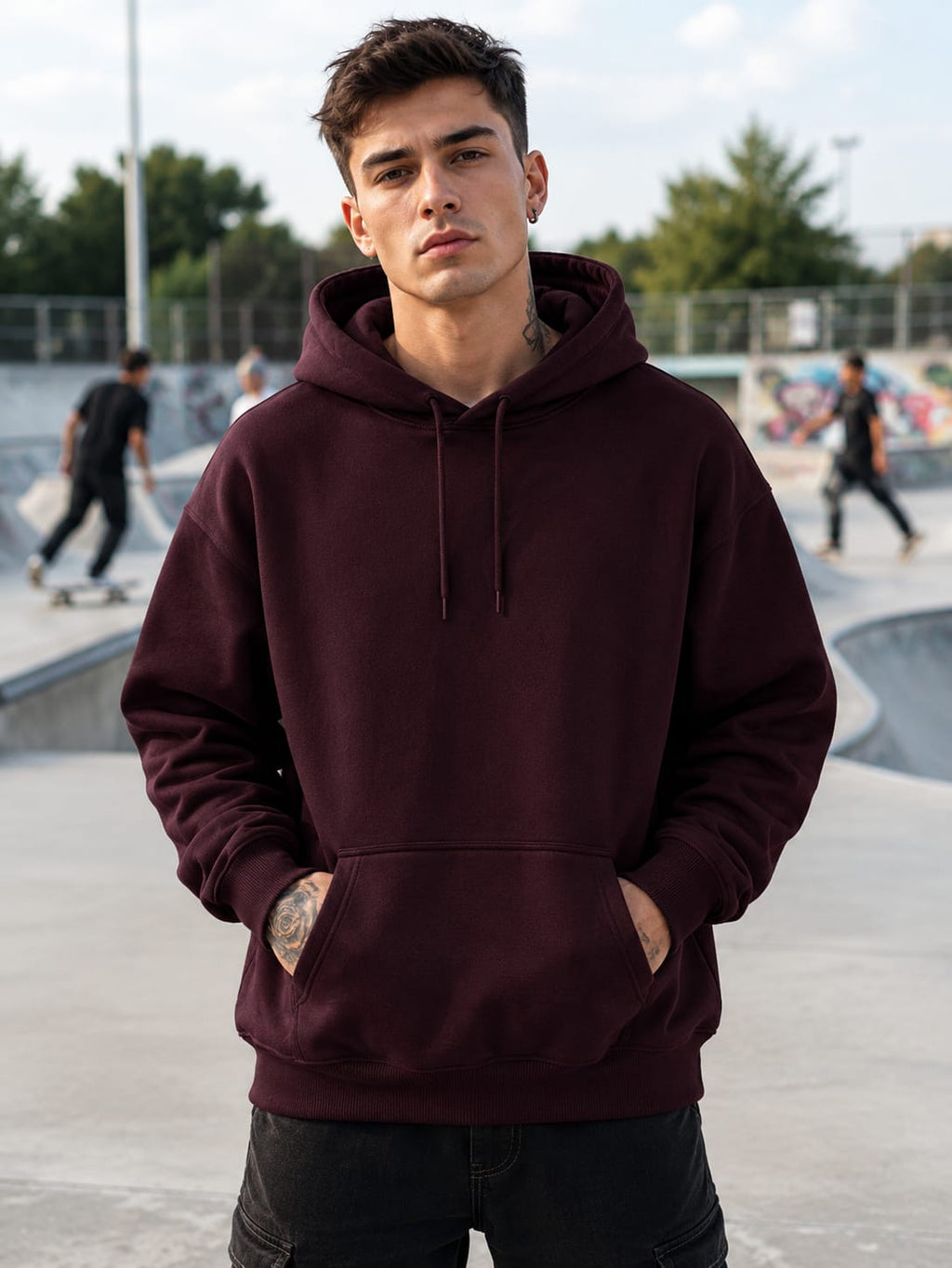 Men's Maroon Oversized Hoodie