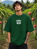 Men's Bottle Green BTW Typography Oversized T-shirt.