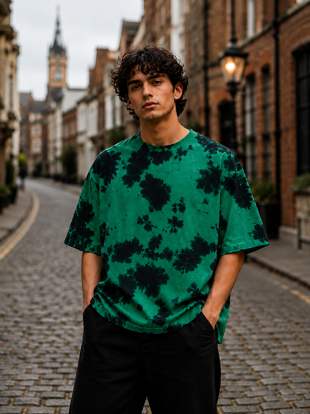 Men's Green Plain Oversized T-shirt