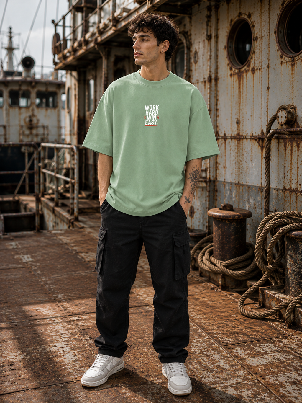 Men's Jade WHWE Typography Oversized T-Shirt