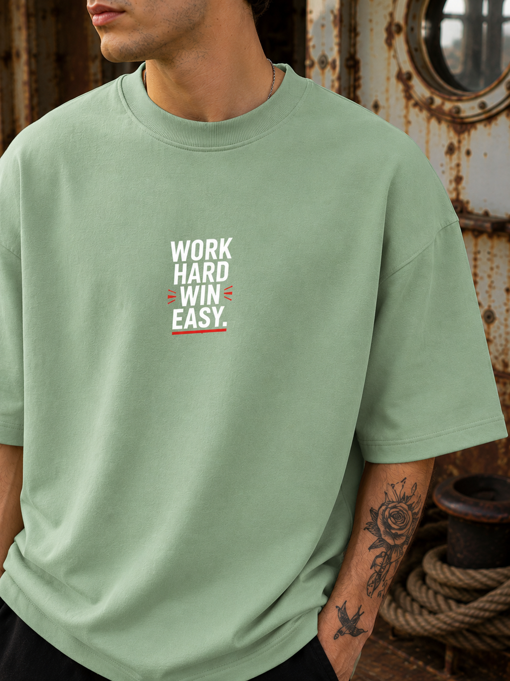 Men's Jade WHWE Typography Oversized T-Shirt