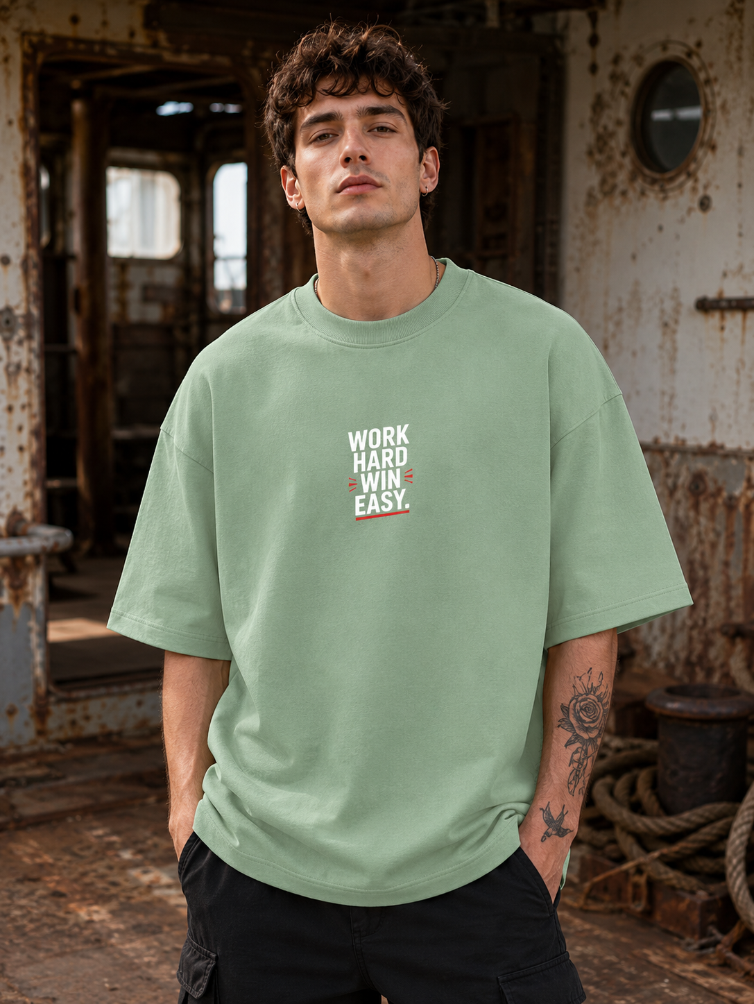Men's Jade WHWE Typography Oversized T-Shirt