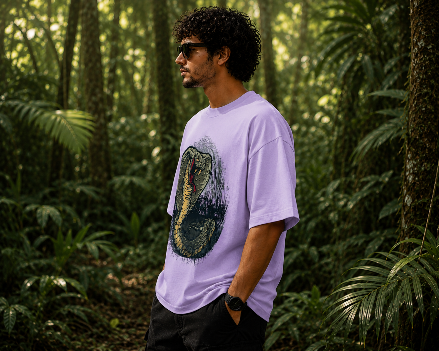 "Cobra Strike" Men's Heavy French Terry Oversized T-shirt