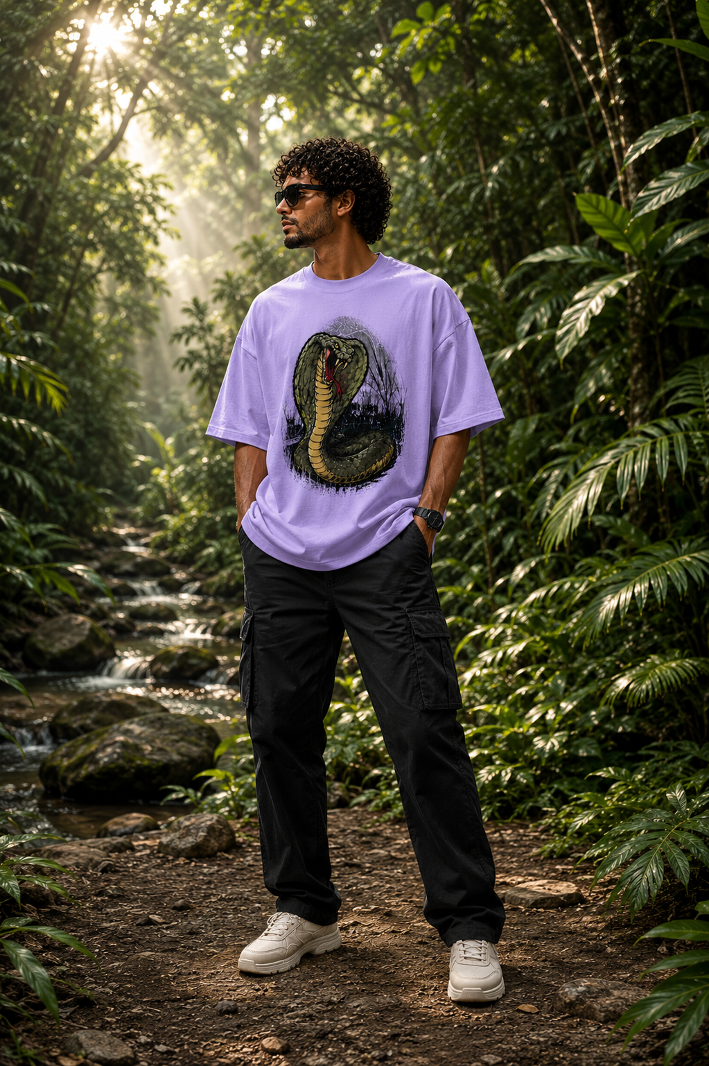 "Cobra Strike" Men's Heavy French Terry Oversized T-shirt