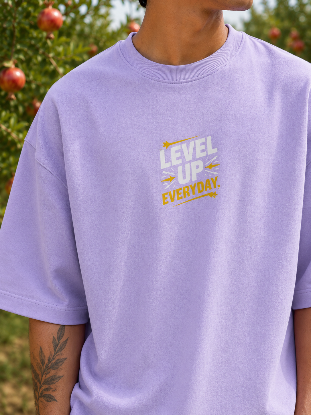 Men's Lavender LUE Typography Oversized T-Shirt