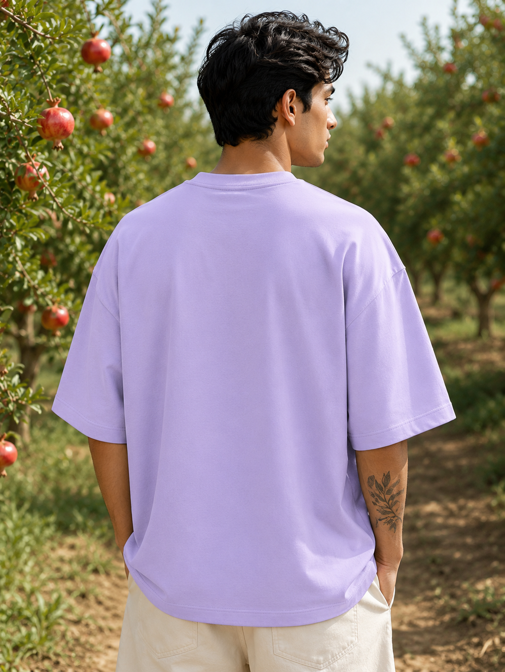 Men's Lavender LUE Typography Oversized T-Shirt