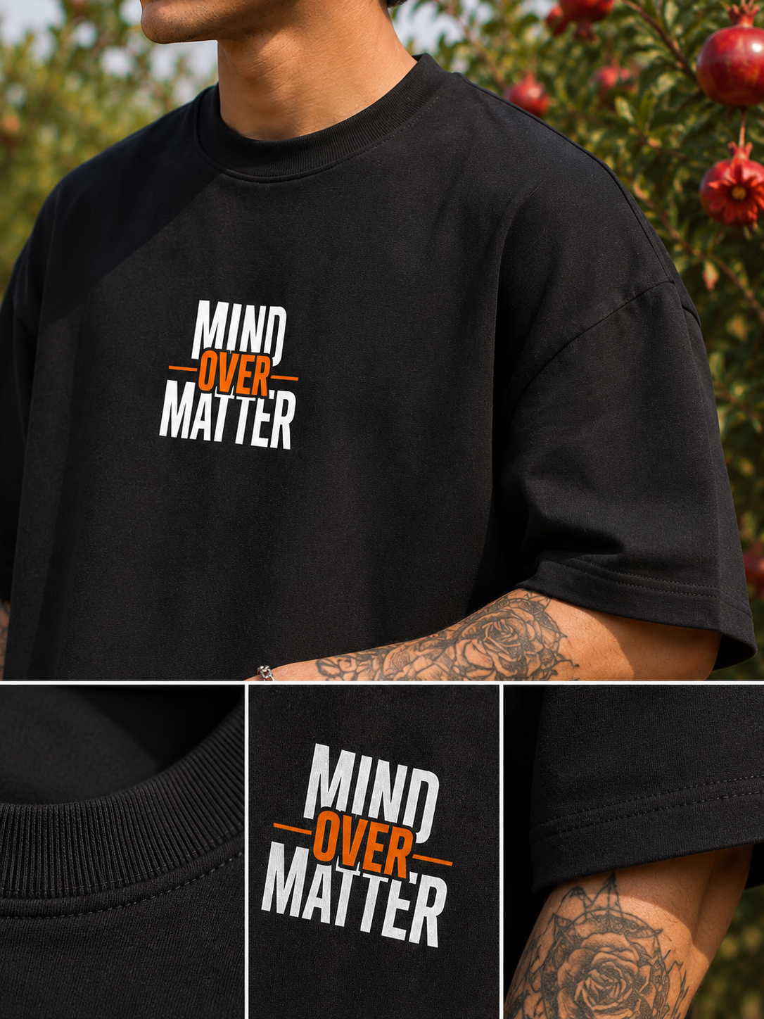 Men's Black MOM Typography Oversized T-Shirt