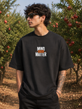 Men's Black MOM Typography Oversized T-Shirt