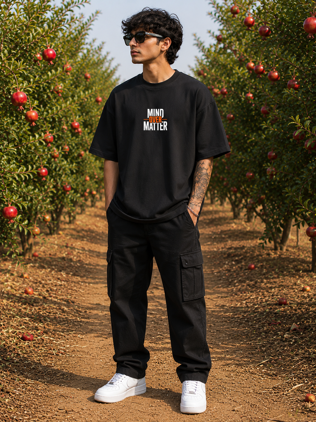 Men's Black MOM Typography Oversized T-Shirt
