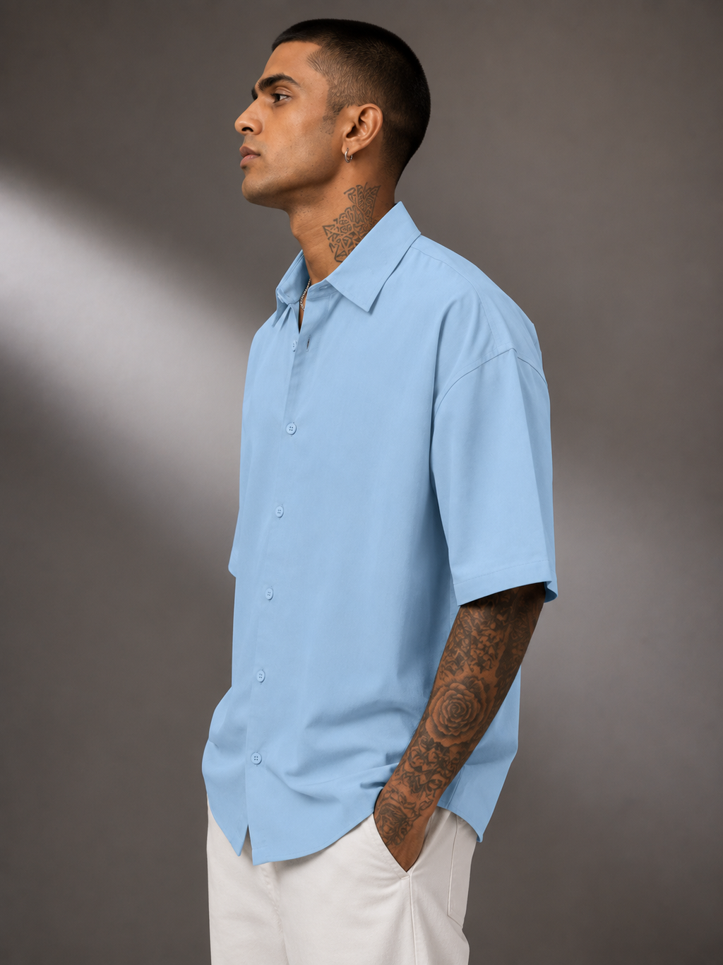 Men's Baby Blue Oversized Shirt