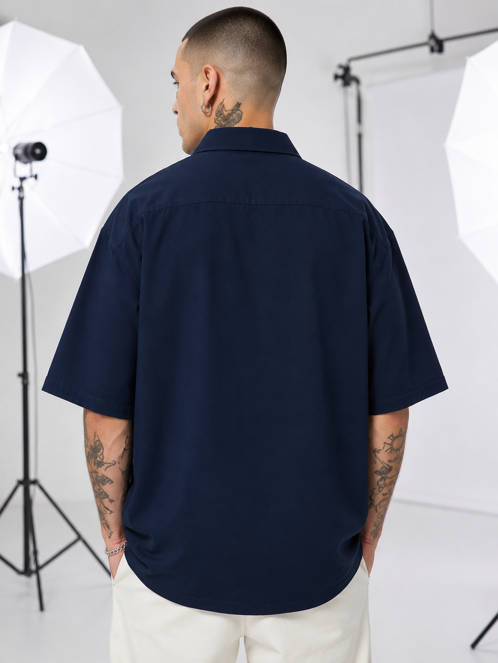 Men's Navy Blue Oversized Shirt