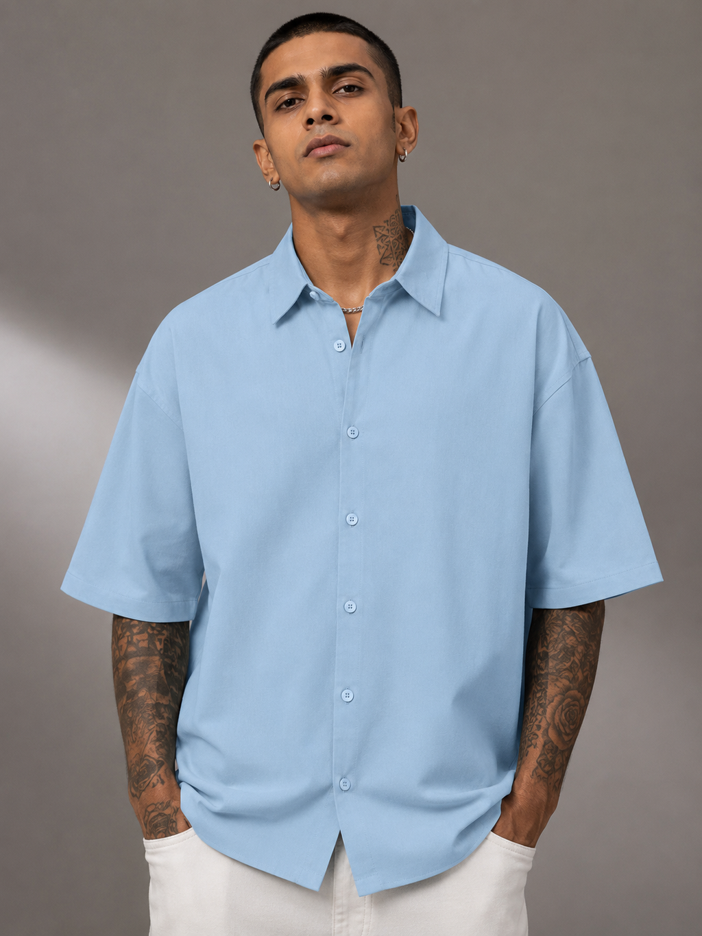 Men's Baby Blue Oversized Shirt