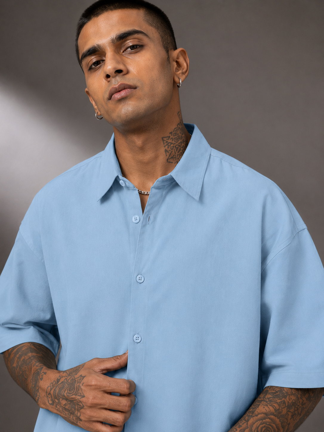 Men's Baby Blue Oversized Shirt
