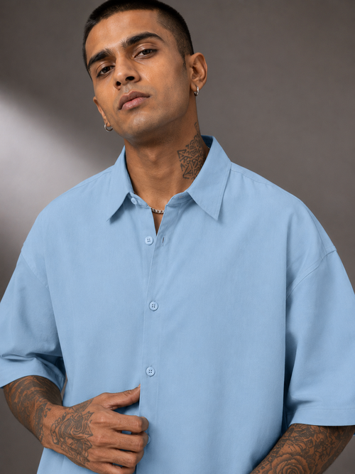 Men's Baby Blue Oversized Shirt