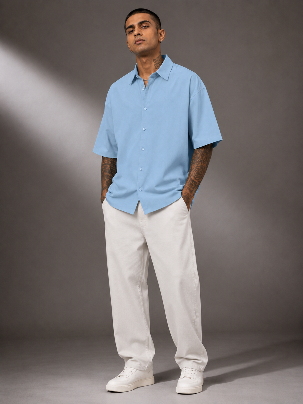 Men's Baby Blue Oversized Shirt