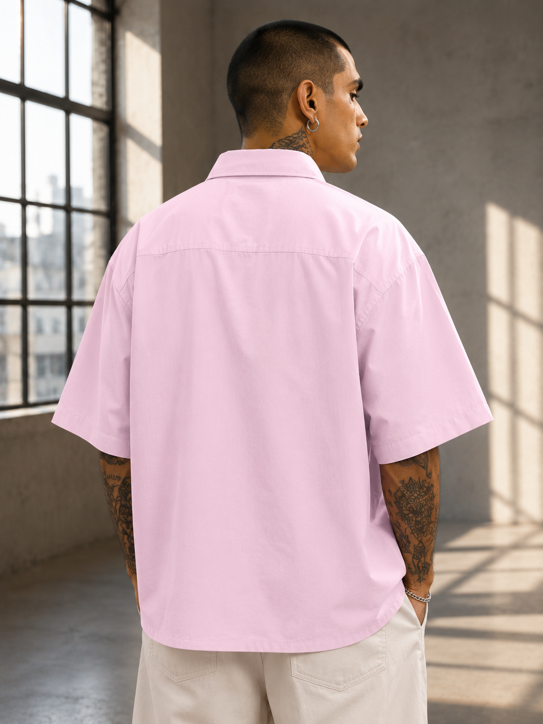 Men's Light Baby Pink Oversized Shirt