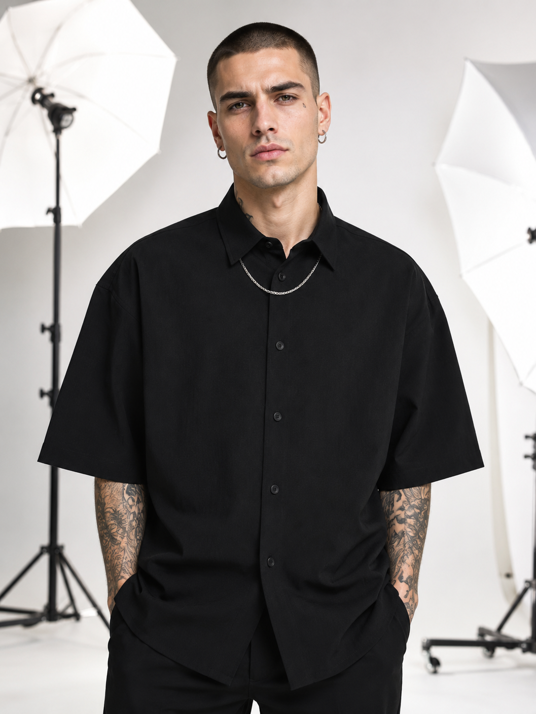 Men's Black Oversized Shirt