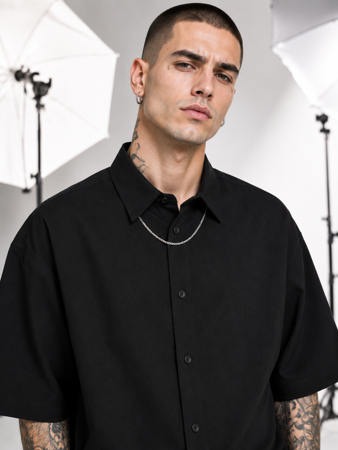 Men's Black Oversized Shirt