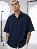 Men's Navy Blue Oversized Shirt