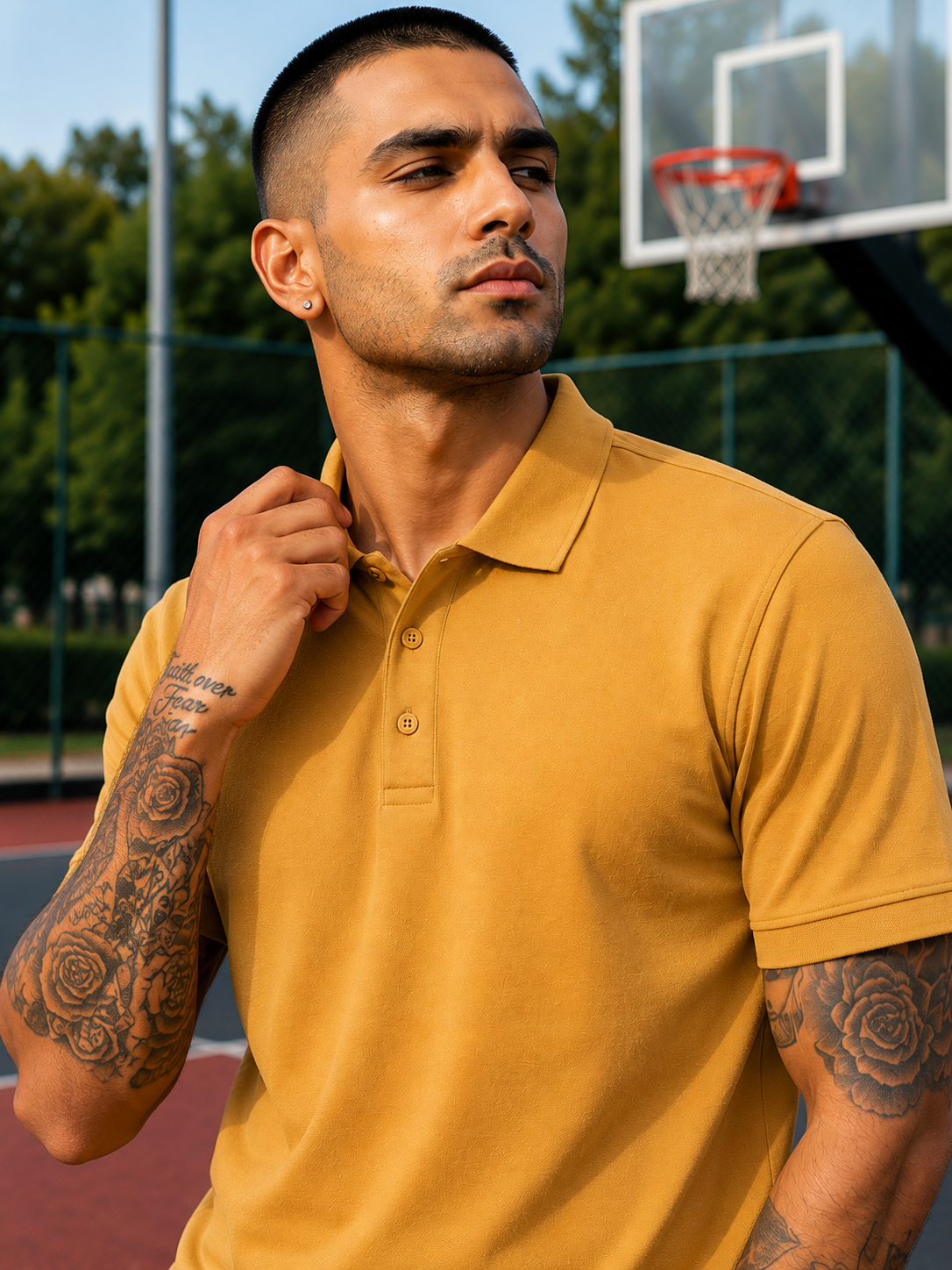 Men's Mustard Yellow Polo T-shirt