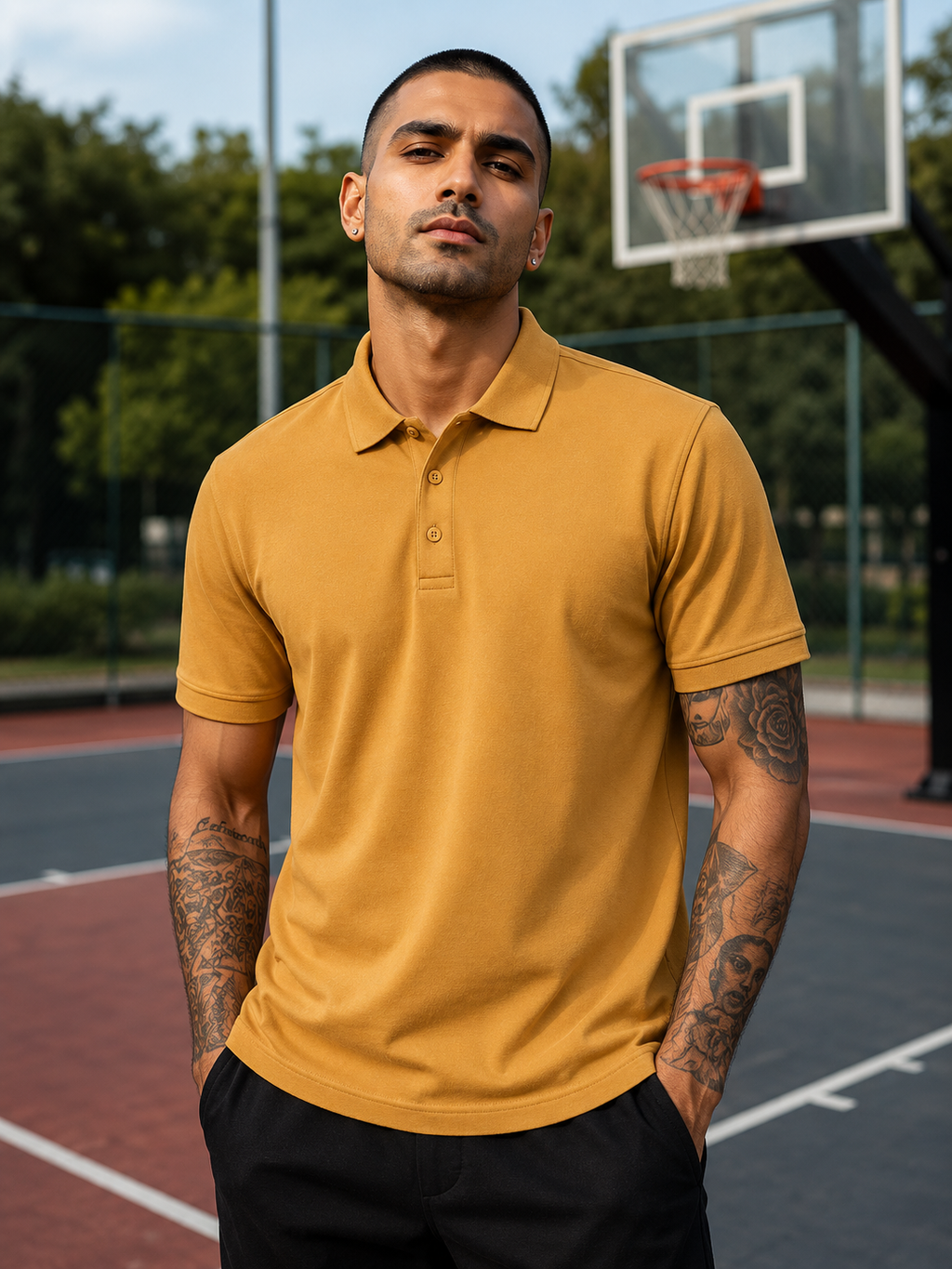 Men's Mustard Yellow Polo T-shirt