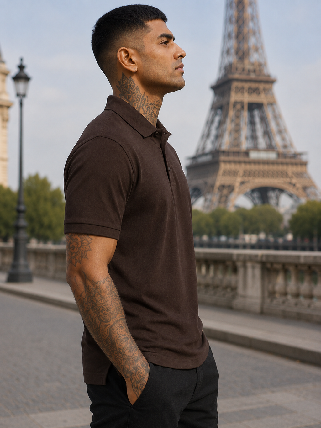 Men's Coffee Brown Polo T-shirt