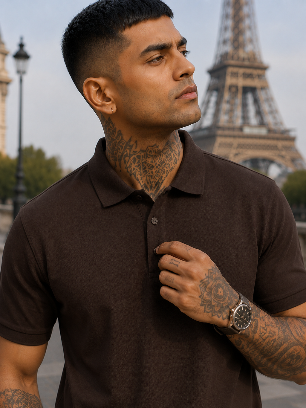 Men's Coffee Brown Polo T-shirt
